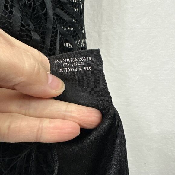 Guess Collection Black Silk Embroidered Lace Fringe Slip Dress Womens S Whimsy - Picture 9 of 14